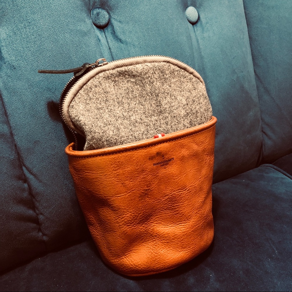 Hard Graft Leather Dopp Kit. Made in Italy.